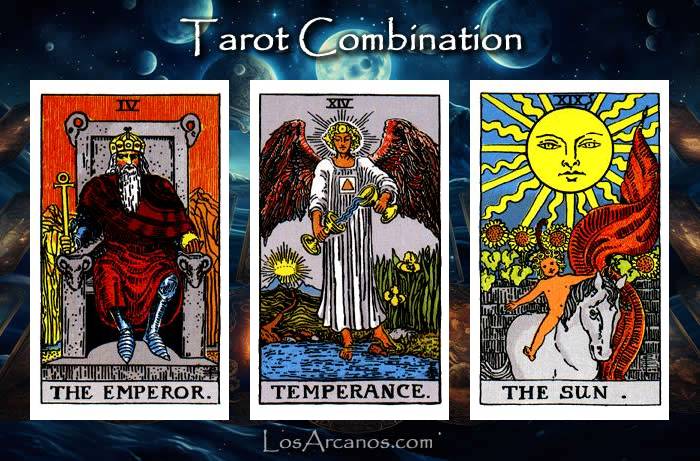 Combination THE EMPEROR, TEMPERANCE and THE SUN