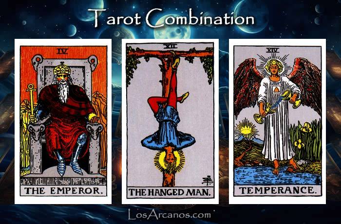 Combination THE EMPEROR, THE HANGED MAN and TEMPERANCE