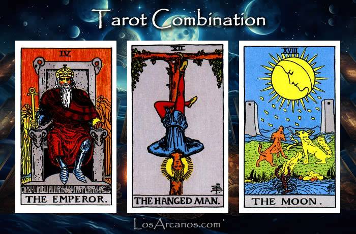 Combination THE EMPEROR, THE HANGED MAN and THE MOON