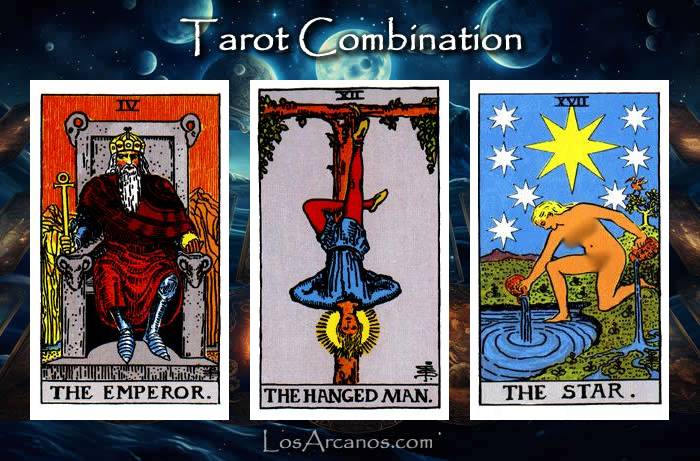 Combination THE EMPEROR, THE HANGED MAN and THE STAR