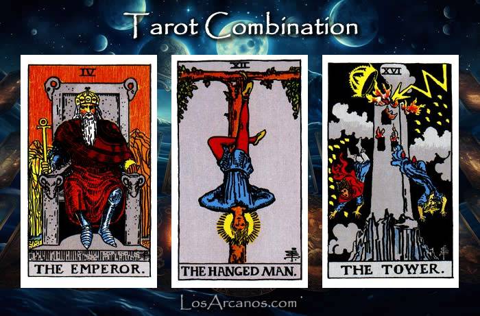 Combination THE EMPEROR, THE HANGED MAN and THE TOWER