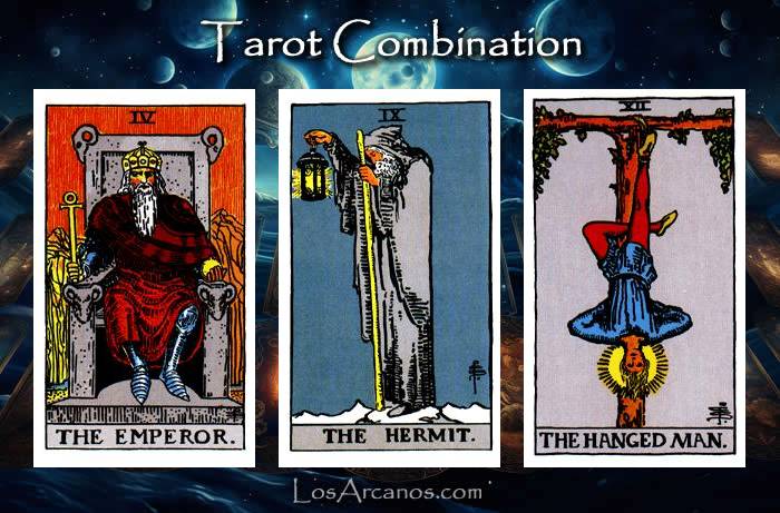 Combination THE EMPEROR, THE HERMIT and THE HANGED MAN