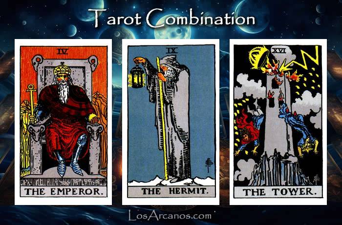 Combination THE EMPEROR, THE HERMIT and THE TOWER