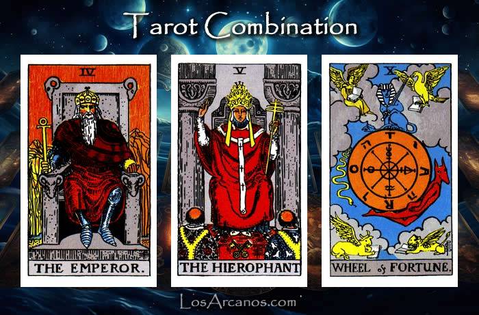 Combination THE EMPEROR, THE HIEROPHANT and WHEEL OF FORTUNE