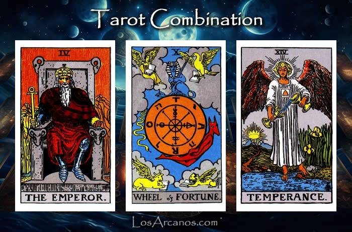 Combination THE EMPEROR, WHEEL OF FORTUNE and TEMPERANCE