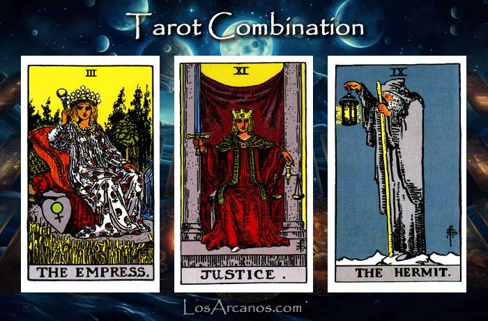 Combination THE EMPRESS, JUSTICE and THE HERMIT