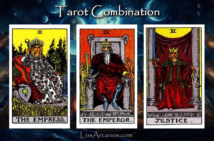 Combination THE EMPRESS, THE EMPEROR and JUSTICE