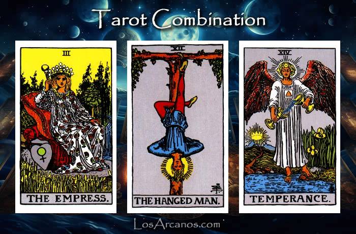 Combination THE EMPRESS, THE HANGED MAN and TEMPERANCE