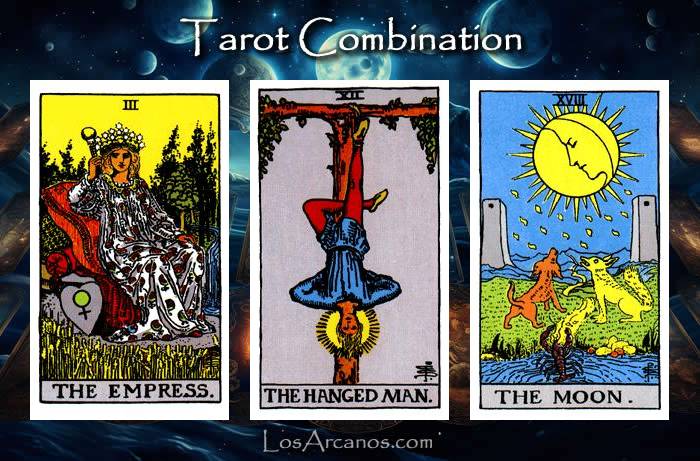 Combination THE EMPRESS, THE HANGED MAN and THE MOON