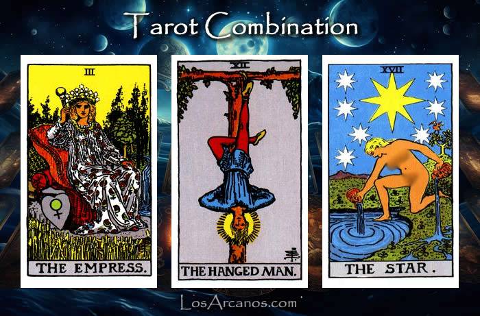 Combination THE EMPRESS, THE HANGED MAN and THE STAR