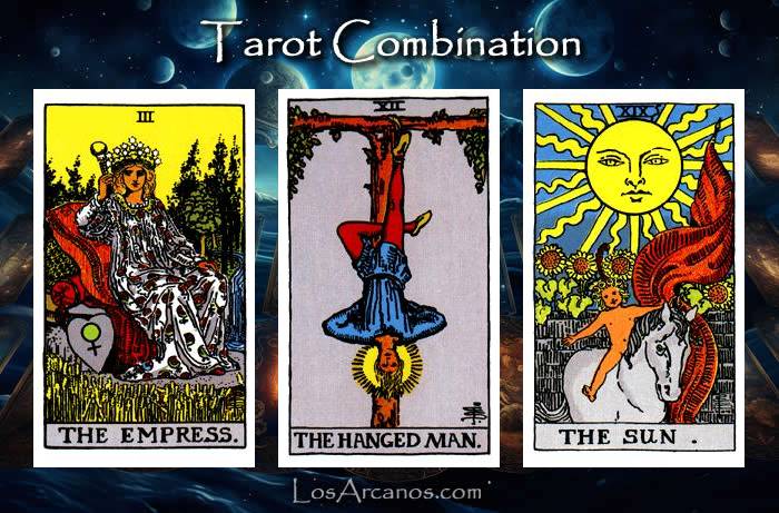 Combination THE EMPRESS, THE HANGED MAN and THE SUN