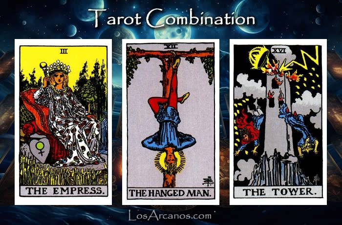 Combination THE EMPRESS, THE HANGED MAN and THE TOWER