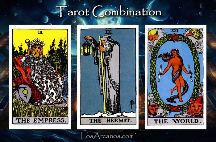 Combination THE EMPRESS, THE HERMIT and THE WORLD