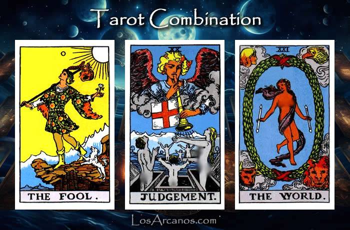 Combination THE FOOL, JUDGEMENT and THE WORLD