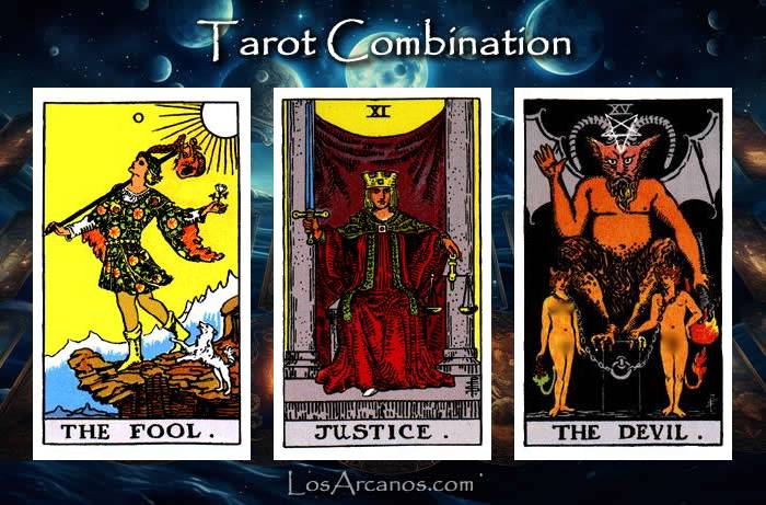 Combination THE FOOL, JUSTICE and THE DEVIL