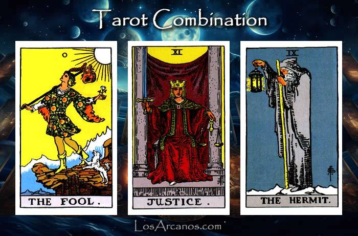 Combination THE FOOL, JUSTICE and THE HERMIT