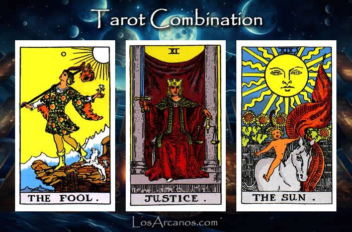 Combination THE FOOL, JUSTICE and THE SUN