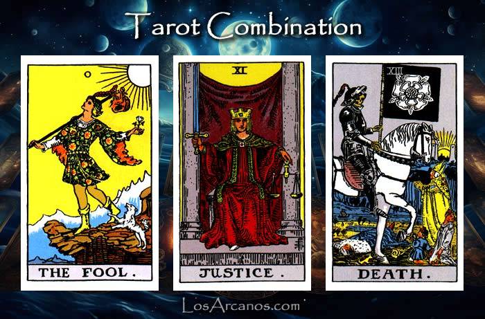 Combination THE FOOL, JUSTICE and TRANSFORMATION