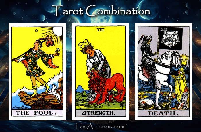 Combination THE FOOL, STRENGTH and TRANSFORMATION