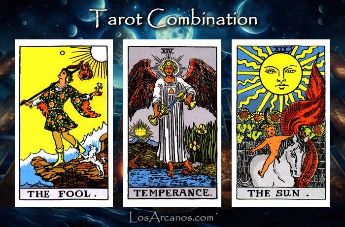 Combination THE FOOL, TEMPERANCE and THE SUN