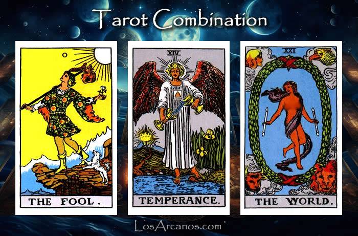 Combination THE FOOL, TEMPERANCE and THE WORLD