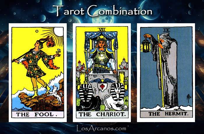 Combination THE FOOL, THE CHARIOT and THE HERMIT