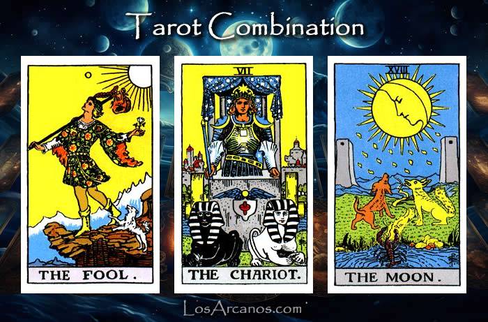 Combination THE FOOL, THE CHARIOT and THE MOON