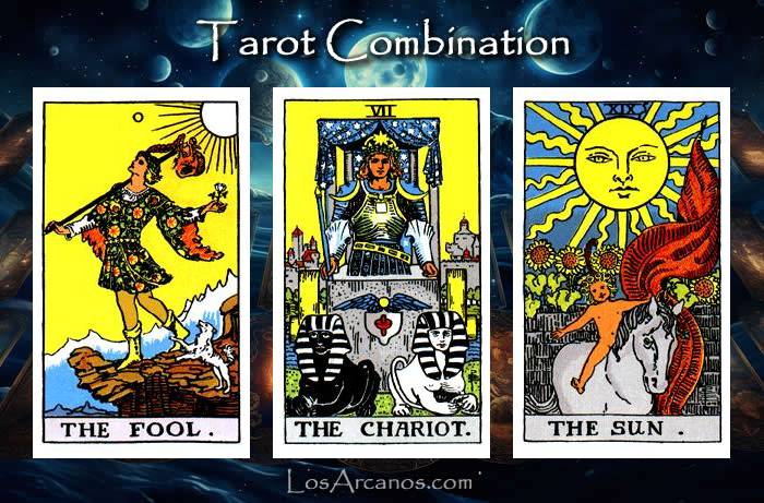 Combination THE FOOL, THE CHARIOT and THE SUN