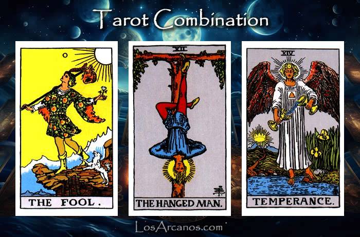 Combination THE FOOL, THE HANGED MAN and TEMPERANCE