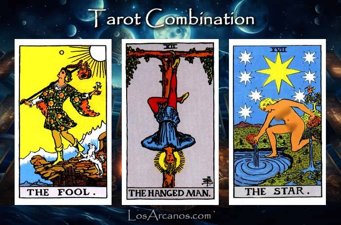 Combination THE FOOL, THE HANGED MAN and THE STAR