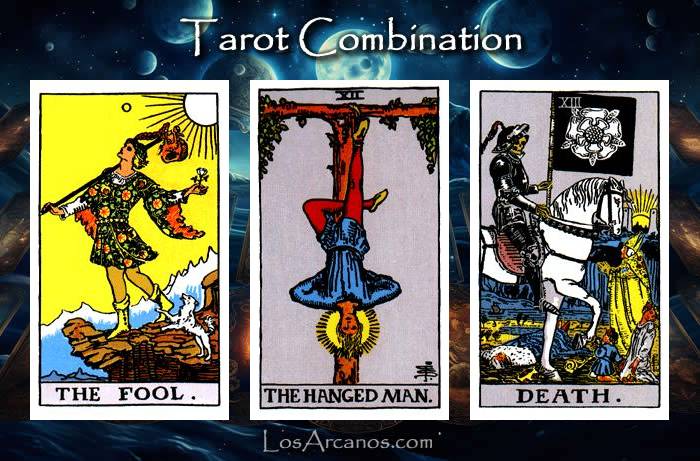 Combination THE FOOL, THE HANGED MAN and TRANSFORMATION