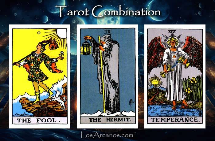 Combination THE FOOL, THE HERMIT and TEMPERANCE