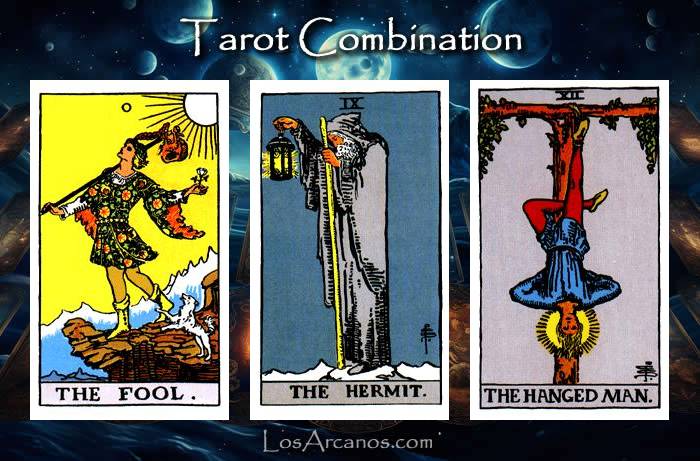 Combination THE FOOL, THE HERMIT and THE HANGED MAN