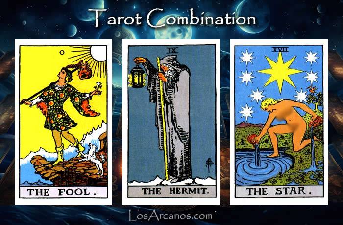 Combination THE FOOL, THE HERMIT and THE STAR