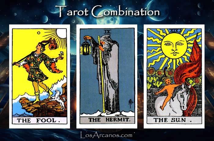 Combination THE FOOL, THE HERMIT and THE SUN