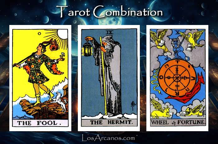 Combination THE FOOL, THE HERMIT and WHEEL OF FORTUNE