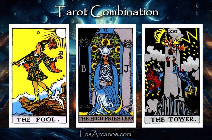 Combination THE FOOL, THE HIGH PRIESTESS and THE TOWER