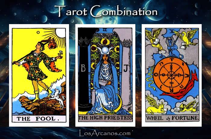 Combination THE FOOL, THE HIGH PRIESTESS and WHEEL OF FORTUNE