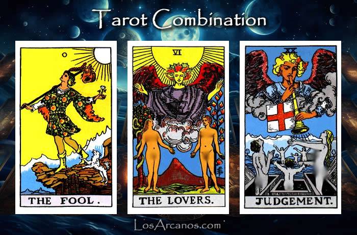 Combination THE FOOL, THE LOVERS and JUDGEMENT