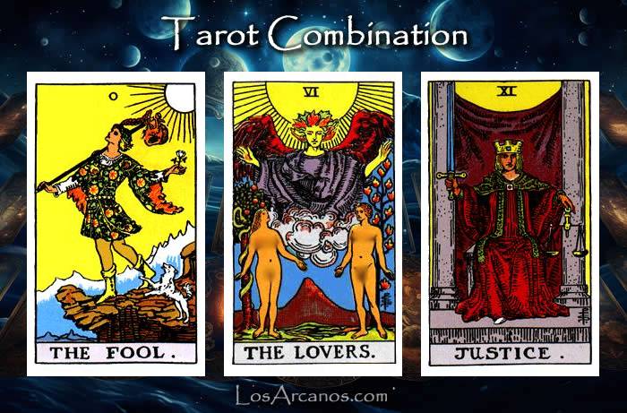 Combination THE FOOL, THE LOVERS and JUSTICE