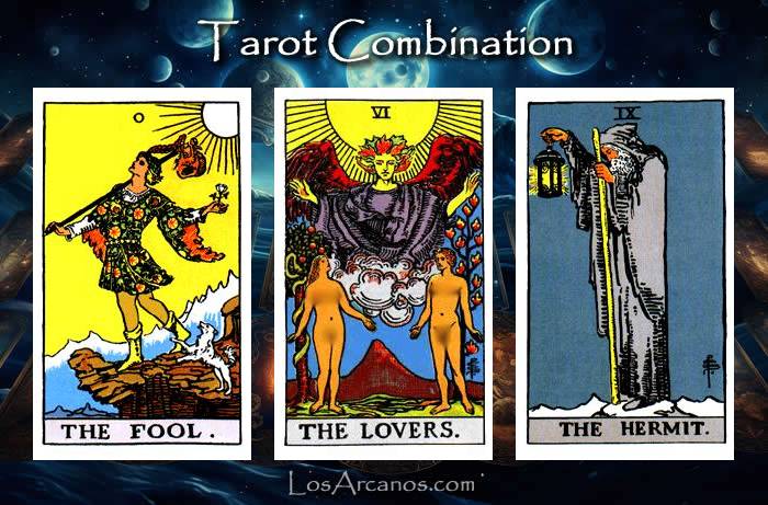 Combination THE FOOL, THE LOVERS and THE HERMIT