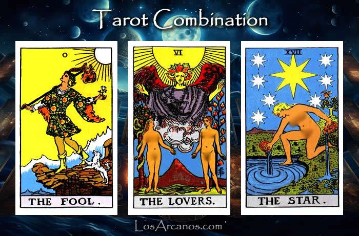 Combination THE FOOL, THE LOVERS and THE STAR