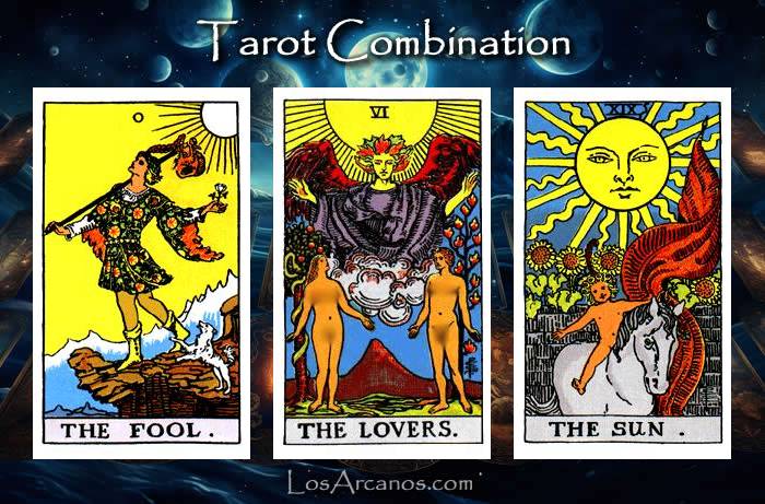 Combination THE FOOL, THE LOVERS and THE SUN