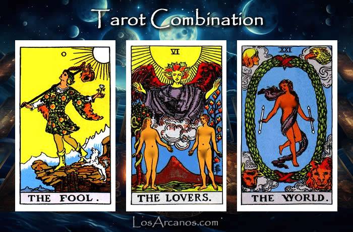 Combination THE FOOL, THE LOVERS and THE WORLD