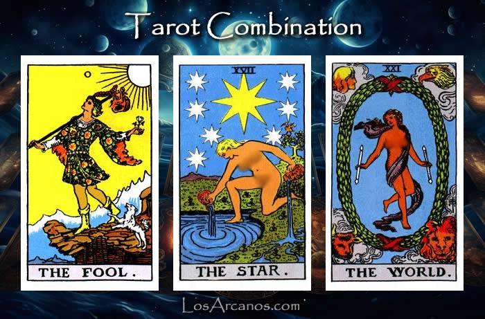 Combination THE FOOL, THE STAR and THE WORLD