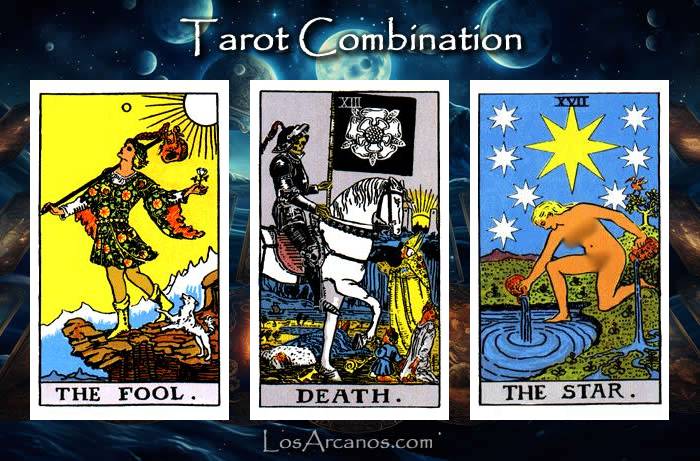 Combination THE FOOL, TRANSFORMATION and THE STAR