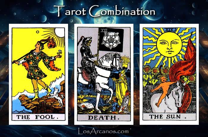 Combination THE FOOL, TRANSFORMATION and THE SUN