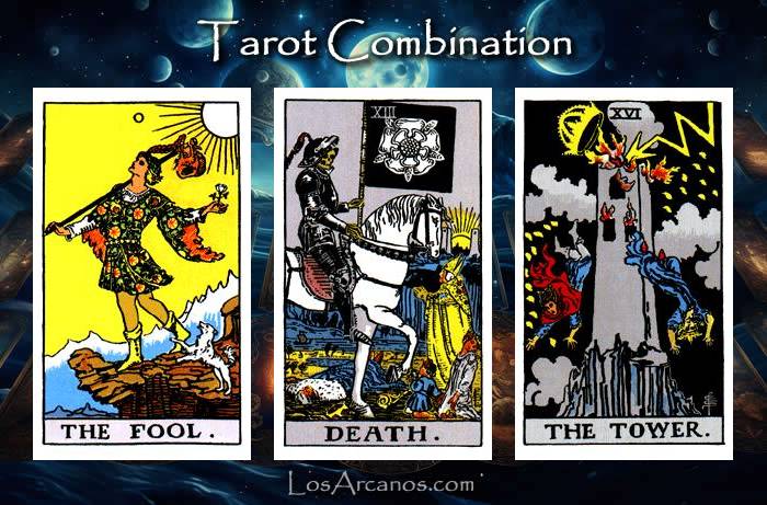 Combination THE FOOL, TRANSFORMATION and THE TOWER