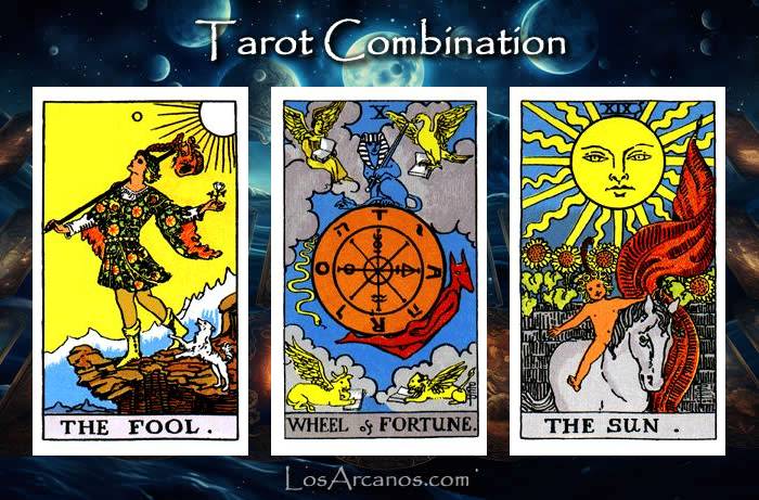 Combination THE FOOL, WHEEL OF FORTUNE and THE SUN