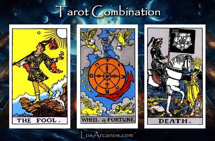 Combination THE FOOL, WHEEL OF FORTUNE and TRANSFORMATION